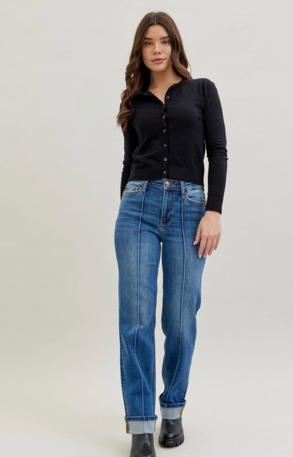 Judy Blue High Waisted Straight Cuffed Denim