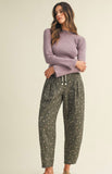 Ditsy Print Barrel Leg Pants