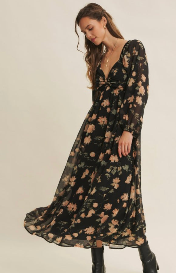 Crepe Chiffon Midi Dress
