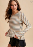 Waffle Knit Peplum Top