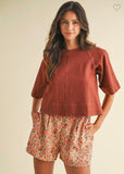Stretch Denim Tie Back Blouse