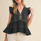 Mixed Media Lace Trim Top