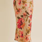 Floral Printed Satin Bias Cut Maxi Skirt