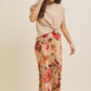 Floral Printed Satin Bias Cut Maxi Skirt