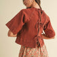 Stretch Denim Tie Back Blouse