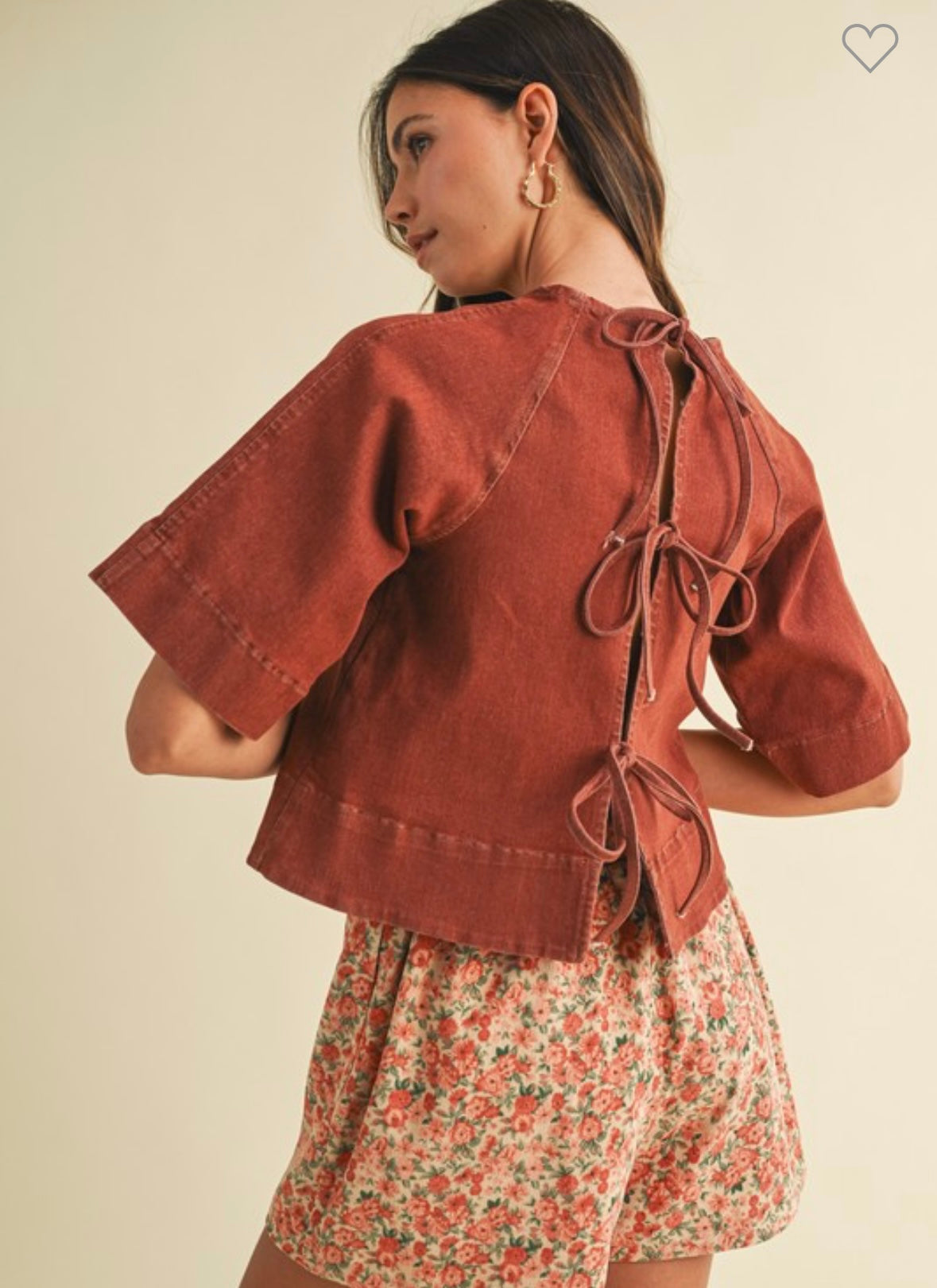 Stretch Denim Tie Back Blouse