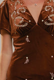 Velvet Embroidered Midi Dress
