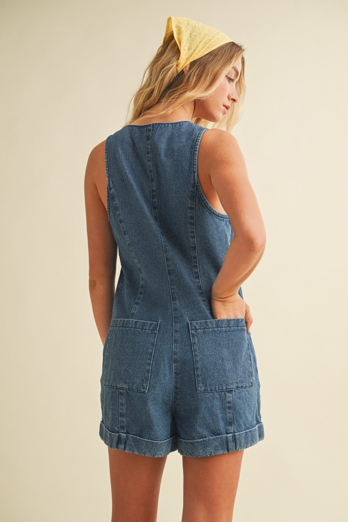 Button Up Sleeveless Romper