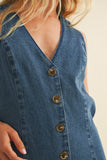 BUTTON UP SLEEVELESS DENIM ROMPER