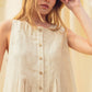 Pleated Front Linen Romper