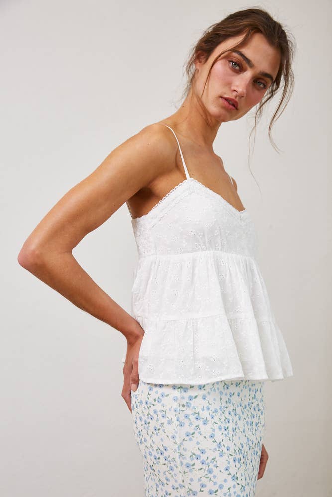 Eyelet Lace Trim Cami Top