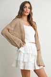 Wide Sleeve Textured Crop Cardigan Sweater
