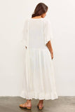BUTTON CLOSURE RUFFLE HEM DUSTER
