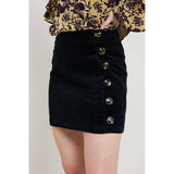 CORDUROY SIDE BUTTON MINI SKIRT