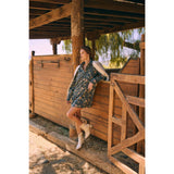 MINERAL-WASHED VICTORIAN FLORAL MINI DRESS