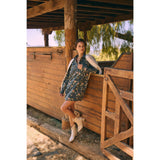 MINERAL-WASHED VICTORIAN FLORAL MINI DRESS