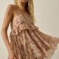 Floral-Print Chiffon Ruffled Babydoll Cami Top
