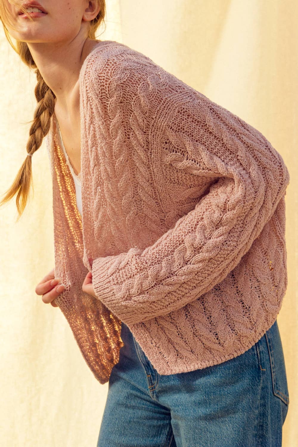 Blush Cable Knit Cardigan