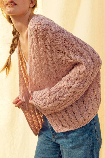 Blush Cable Knit Cardigan