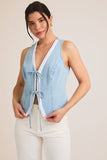 DENIM & LACE TRIM VEST
