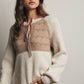 Two-Tone Knit Tie Neck Sweater