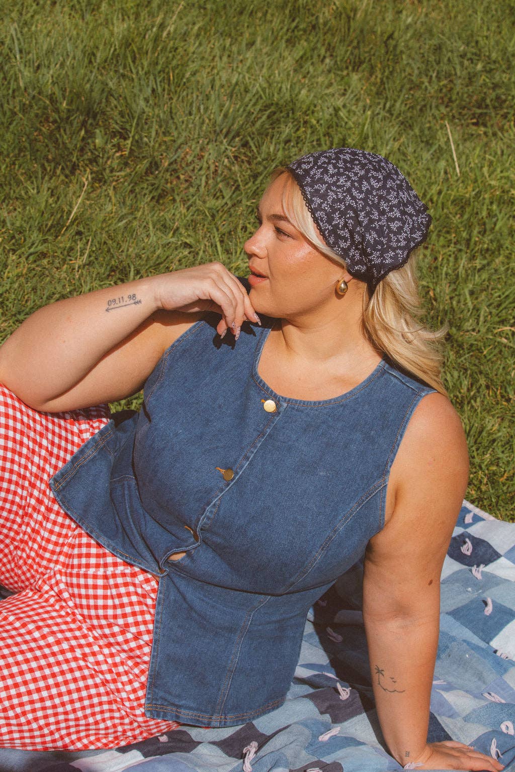Navy Floral Bandana