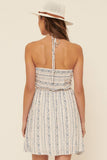 Floral Halter Neck Smock Bodice Mini Dress
