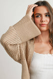 Wide Sleeve Textured Crop Cardigan Sweater
