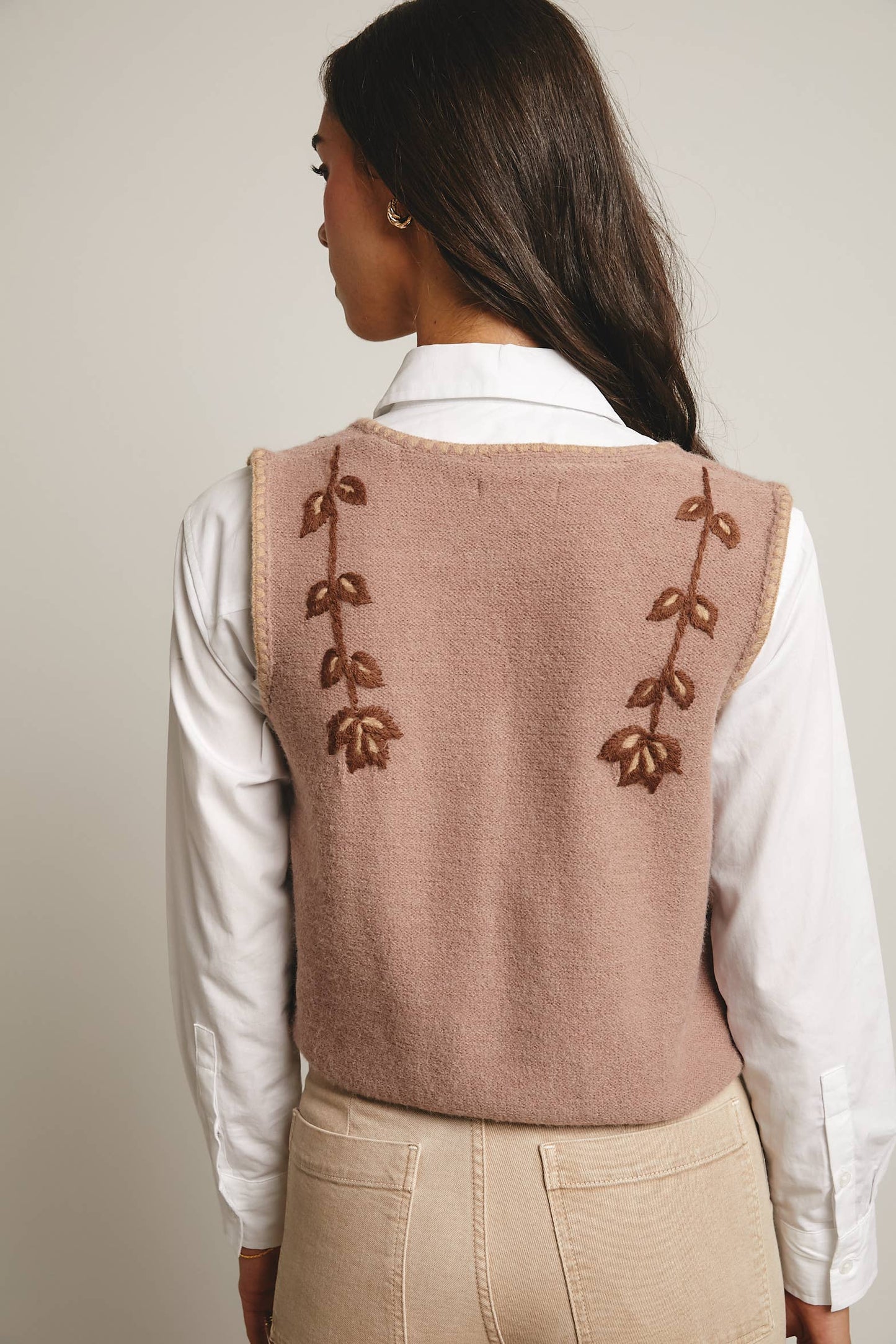 Floral Tie-Front Knit Vest