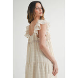 TIERED FLORAL MAXI DRESS WITH RUFFLED SLEEVES