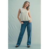 FLARED RIBBED KNIT SWEATER TOP