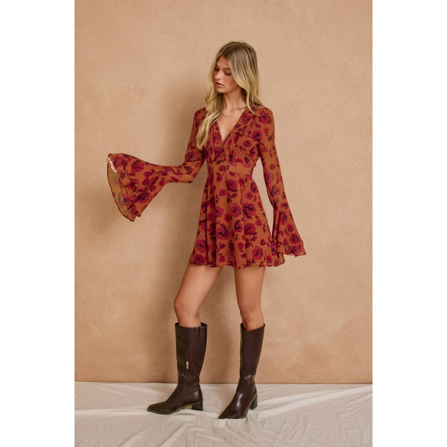 Canyon Still Ruffled Sleeve Mini Dress