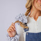 Gray Striped Jumbo Scrunchie