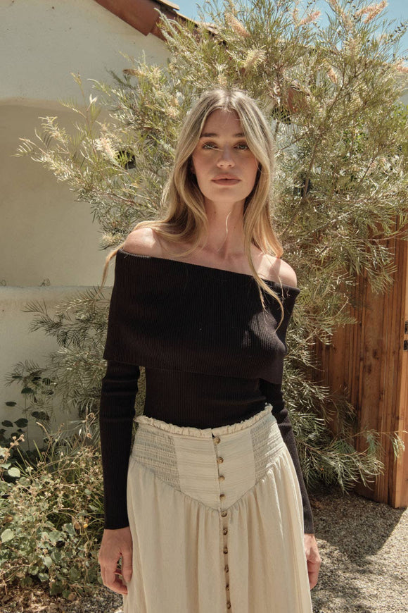 Rib-Knit Foldover Top