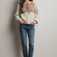 Two-Tone Knit Tie Neck Sweater