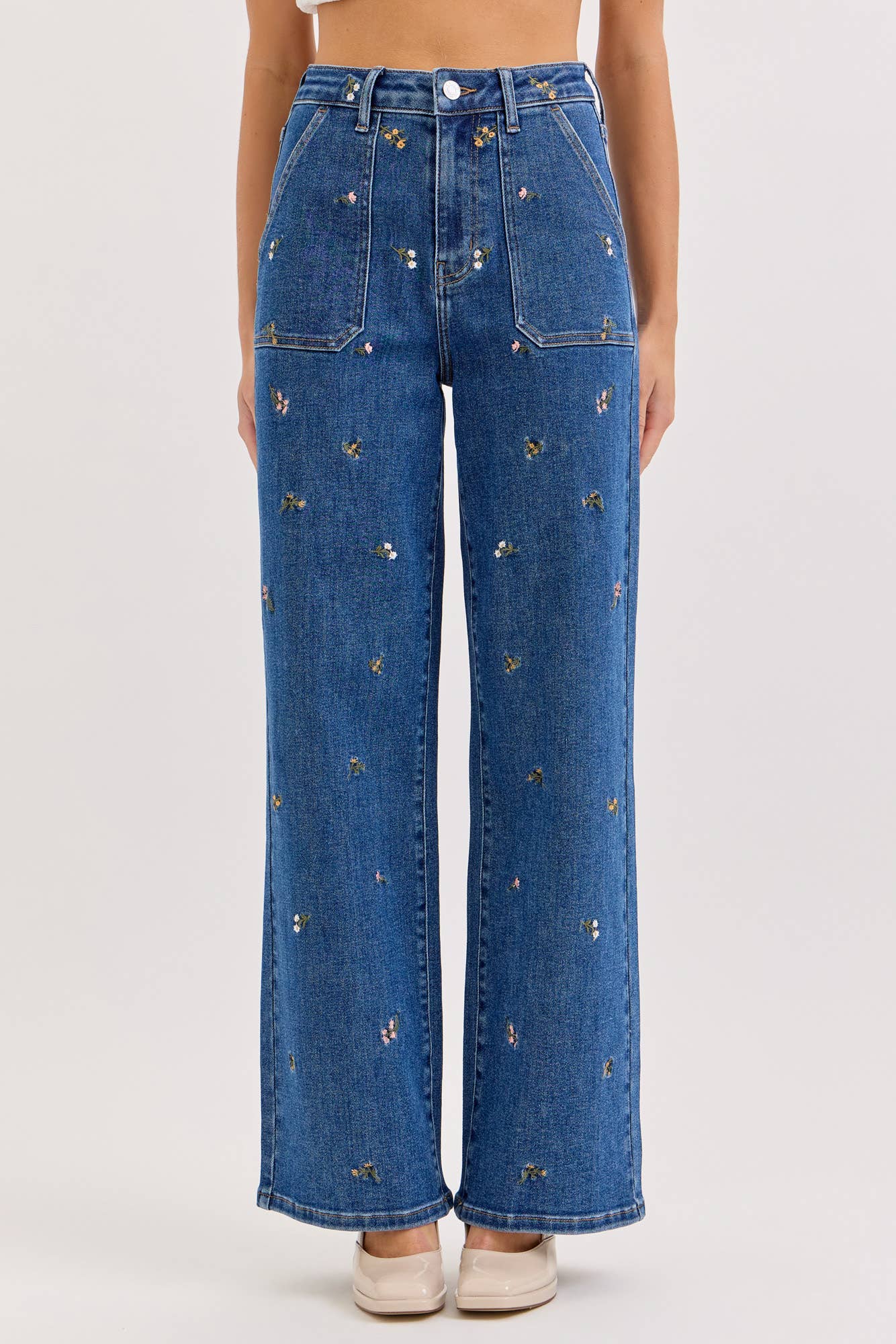 Midnight Bloom Wide Leg Jeans