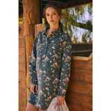 MINERAL-WASHED VICTORIAN FLORAL MINI DRESS