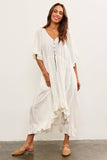 BUTTON CLOSURE RUFFLE HEM DUSTER