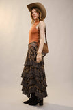 Twin Printed Ruffle Maxi Skirt