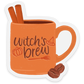 Clear Witch's Brew Coffee Mug Sticker 2.9x2.8 in.
