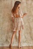 Woven Rayon Floral Print Ruffle Mini Dress