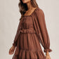 Crinkled Tiered Boho Mini Dress