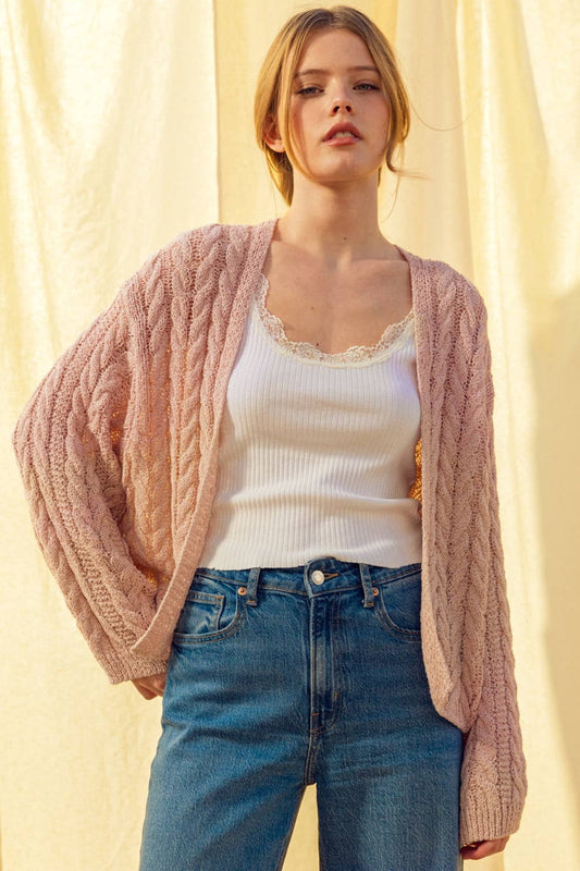 Blush Cable Knit Cardigan