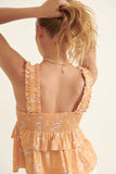 Floral Sweetheart Neck Tier Flare Peplum Top
