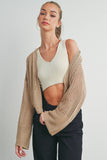 Wide Sleeve Textured Crop Cardigan Sweater