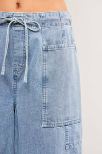 TIED FRONT DENIM PANTS
