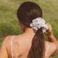 Creamy Blue Grid Jumbo Scrunchie