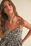 LEOPARD PRINT BALL0ON HEM TOP