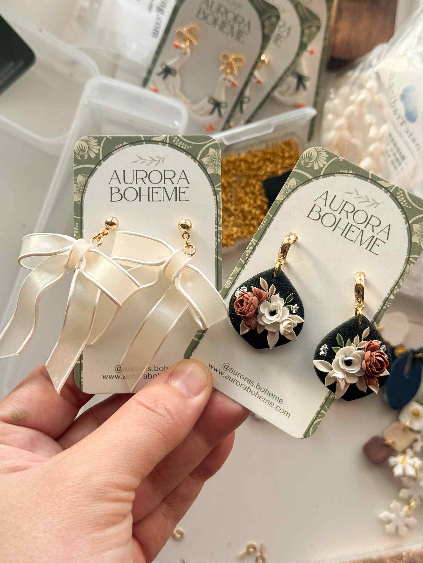 Sheer Ribbon Bow Earrings