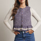 Quilted Peplum Vest with Lace Trim